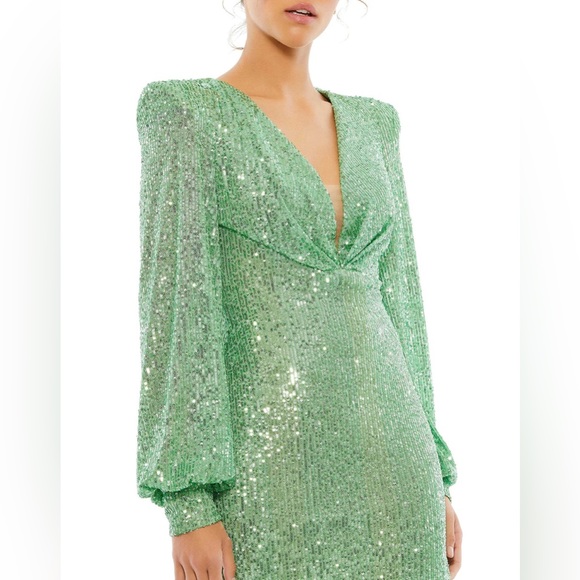 IEENA for Mac Duggal Green Sequin Dress 16 - Picture 1 of 9